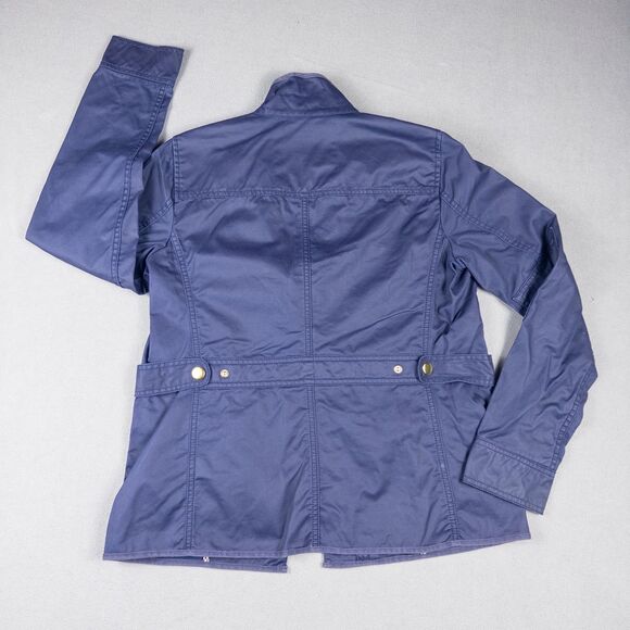 J.Crew Downtown Field Jacket Womens S Navy Waxed Cotton Utility Military Zip - Picture 7 of 10